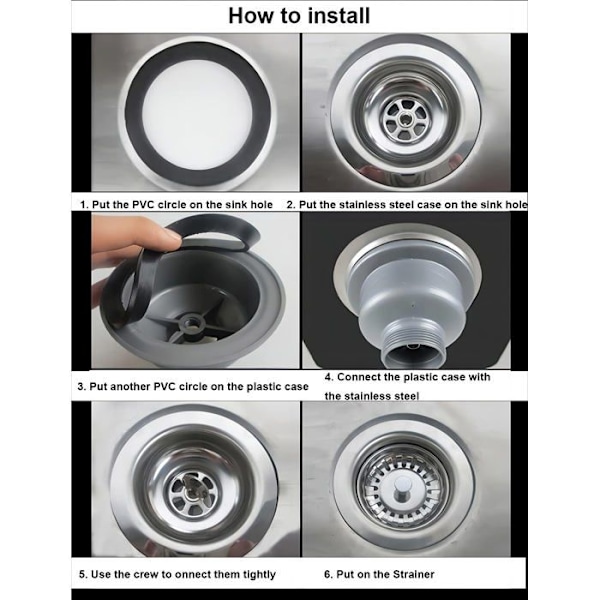 Vask afløb uden overløb Kurv INOX ø 110 mm 1½\", Rustfrit stål + ABS, Afløb + Kurv Vandfilter til swimmingpool