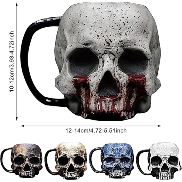 Kraniekopp, Makabre Kaffekopper/Kopp, Halloween Kraniedekorasjoner, Håndlaget Gavekrus
