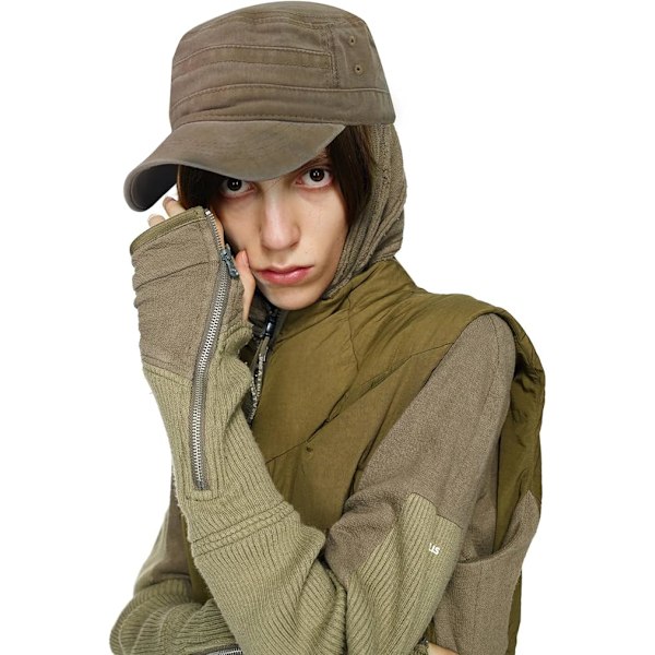 2 Stykker Militær Stil Kasket, Militær Kasket til Mænd og Kvinder, Flad Top Kasket, Kadet Kasket