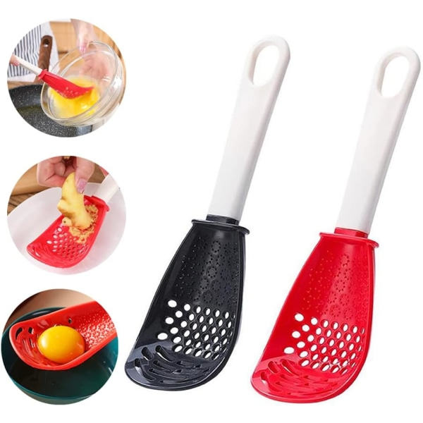 2-pack multifunktionella matlagningsskedar köksredskap slitsad sked kök matlagning mos riv vitlöksäggvita separator sil