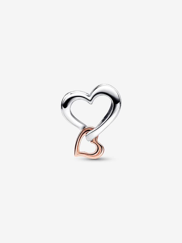 - Tofarget Openwork Infinity Heart Charm - Sterling sølv, 14k roségullbelegg