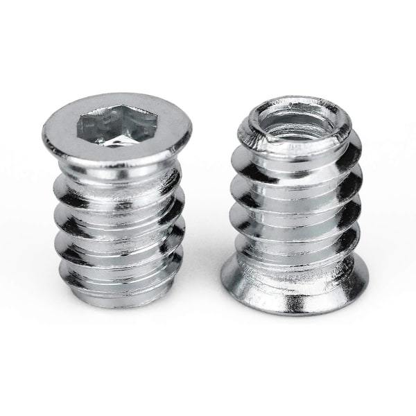 100 stk. undersænkede skruer Professionelle skruefatninger M6 x 15 mm Skrue sortimentssæt Skrueindsats Hex fatning Gevindindsats
