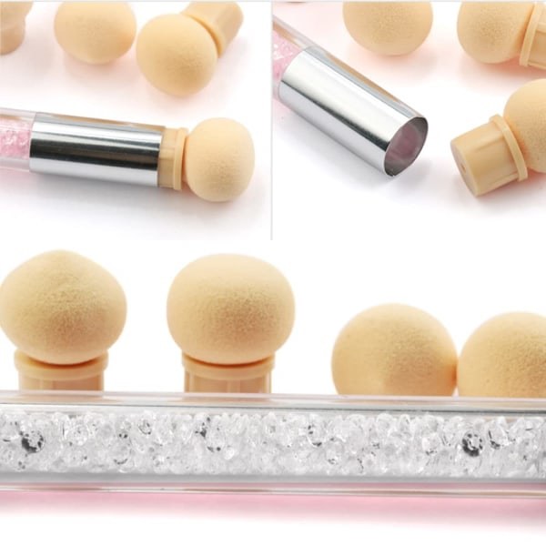 Pakke med Nail Art Renderingsværktøjer, Dobbeltsidet Manicurebørste, Børstesvamp, Nail Art, Nail Art Svampebørste