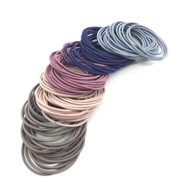 Hårelastikker til kvinder, Hårelastikker 4 mm, Hårbånd til piger, Elastiske hårelastikker, 100 stk Colors
