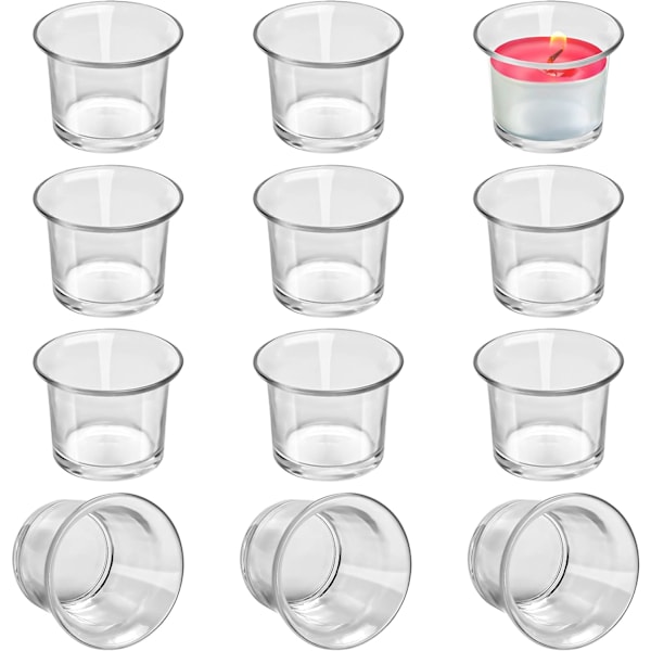 Glasljusstakar (12-pack) - Värmeljushållare/Votivljusstake Set - Glas Värmeljushållare för Bröllop & Fester