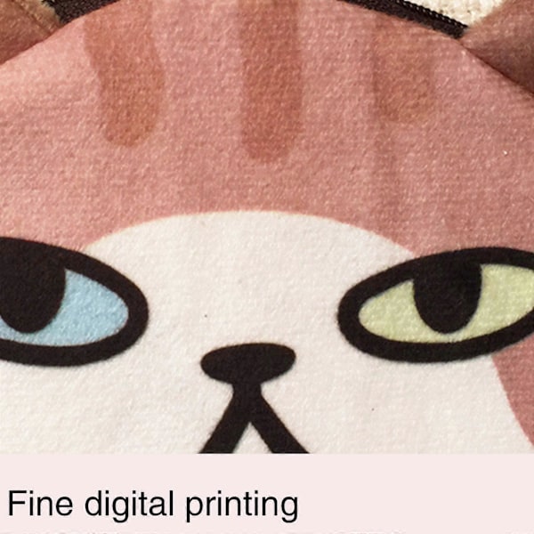 Bärbar Förvaringsväska för Hörlurar Tecknad Kattansikte Mönster Plysch Myntbörs Liten Plånbok för Utomhusaktiviteter och Resor angry meow