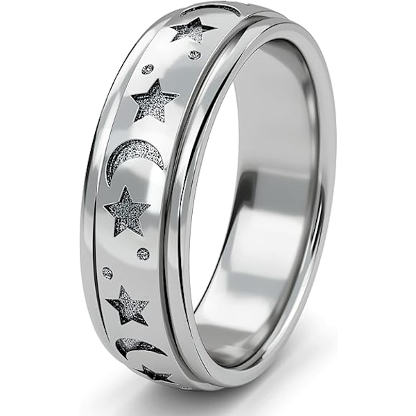 Fidget Ring - 925 Sterling Sølv Angst Ringe - Spinner Ringe til Kvinder & Mænd - 360° Roterende Ring til at Lindre Stress & Bekymring i Platin