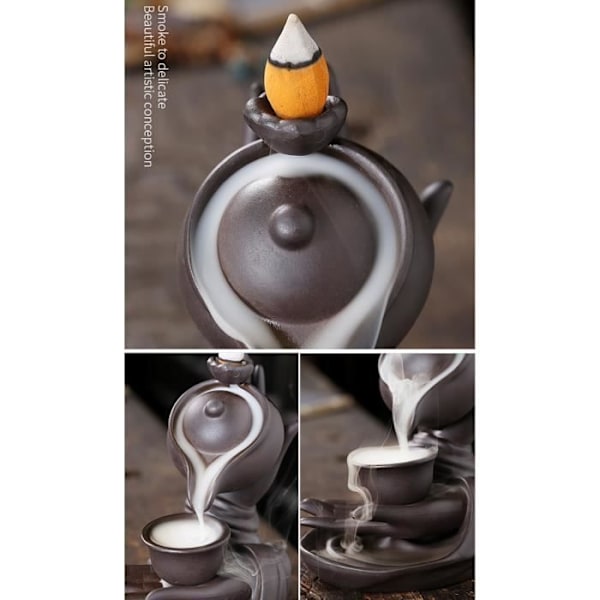 Keramisk Røkelsesholder med Tilbakestrømning - Buddha Håndformet Røkelsesbrenner Hengende Potte - for Kontor, Yogarom (Svart) Pot suspendu bergamote noir