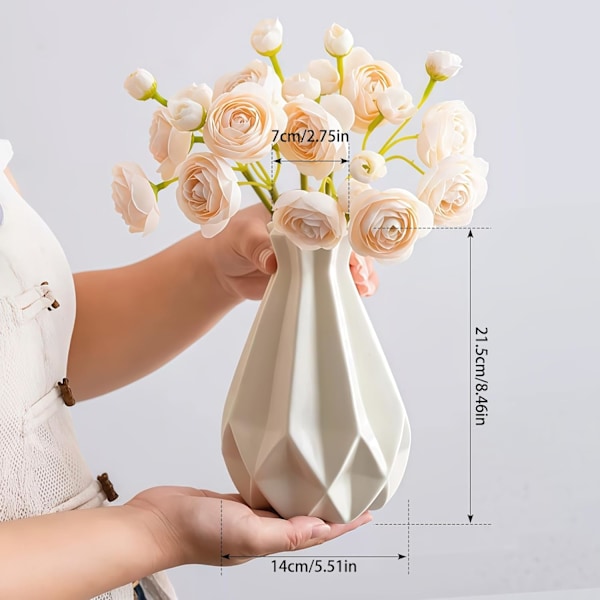Vase for Blomster - Rustikk Stil Hvit Geometrisk Skrivebord Dekorativ Vase Plast Store Flasker