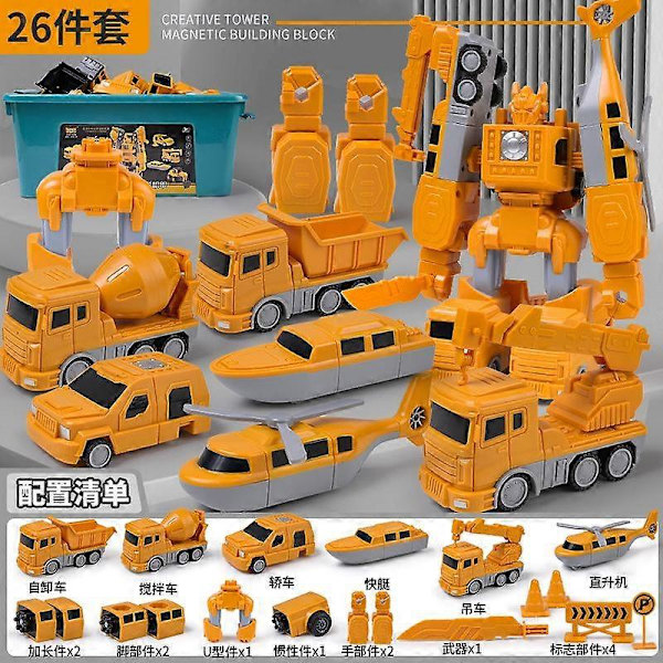 Magneettinen muuntuva insinööriauto, koottavat lelut Project 26 pieces