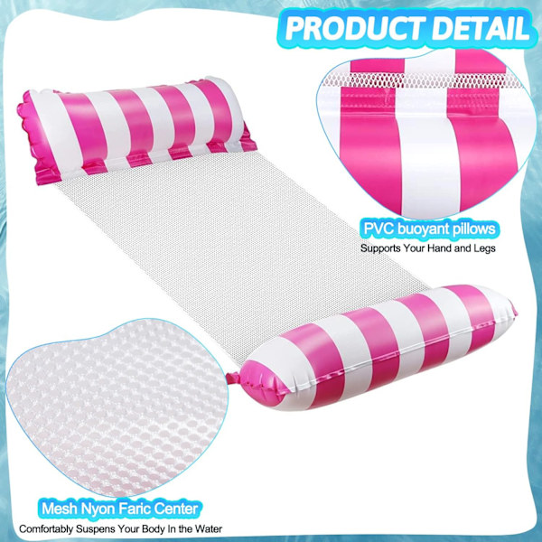 2-pack Pool Float, pooluppblåsbar, Vattenhängmatta Uppblåsbar pooluppblåsbar för vuxna, 4-i-1 Multifunktionell Vattenflotte