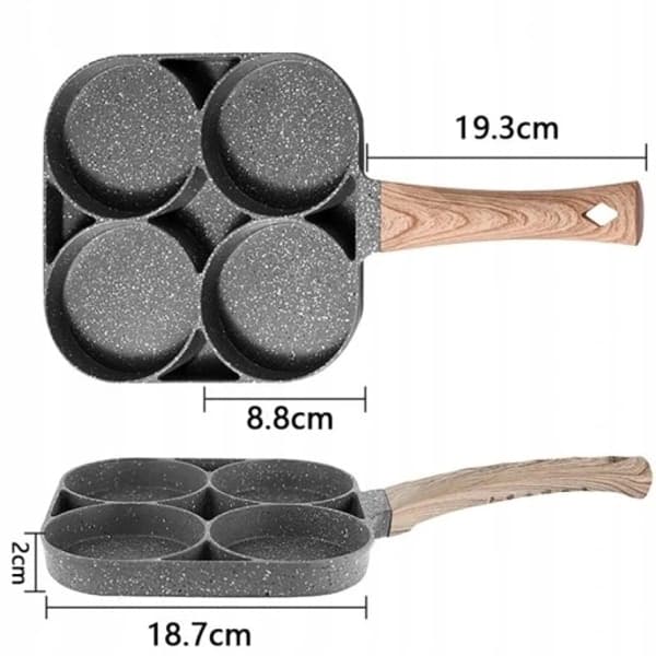Stekepanne for pannekaker, egg, pannekaker, 4 rom