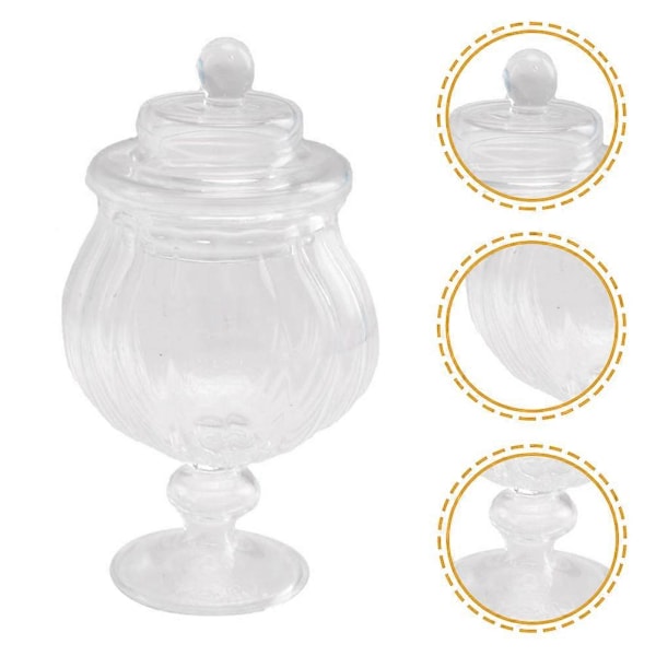 Liten Glasburk med Lock Transparent Glasburk 1/12 Skala Tillbehör för Heminredning