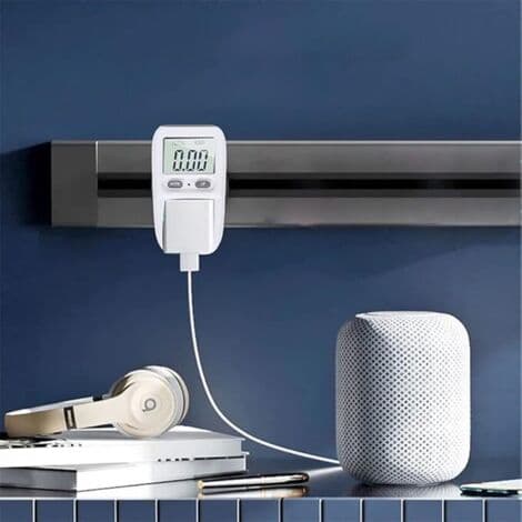 2PC Plug-in Wattmeter, Smart Portable Power Meter med LCD-display, Överbelastningsskydd, 3680W Maxeffekt, för hemmabruk