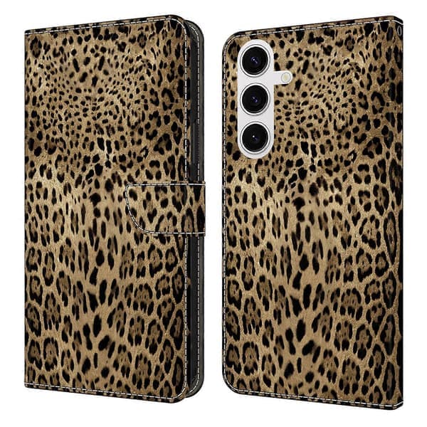 Plånboksfodral för Samsung Galaxy S25, Mönstertryckt PU Läder Flip Ställ Telefonfodral Leopardtryck