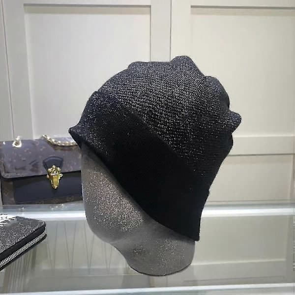 Ny ankomst Designer Brevtrykt Ternet Vinterhat Blød Varm Strikket Hat Mørkegrå Dark Grey