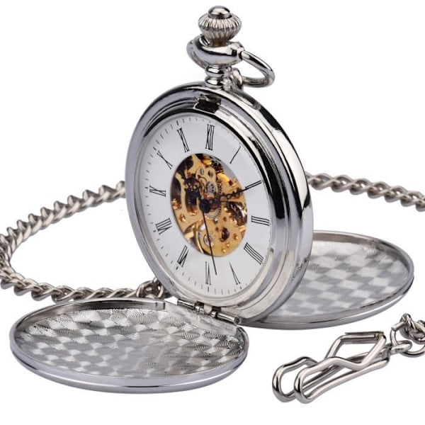 Mekanisk lommeur sølv steampunk skelet vintage stil klassisk retro vedhæng sølv W351
