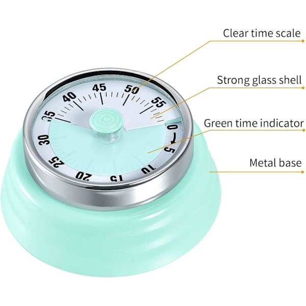 Nedtellingstimer for kjøkken - Magnetisk mekanisk timer, ingen batteri nødvendig