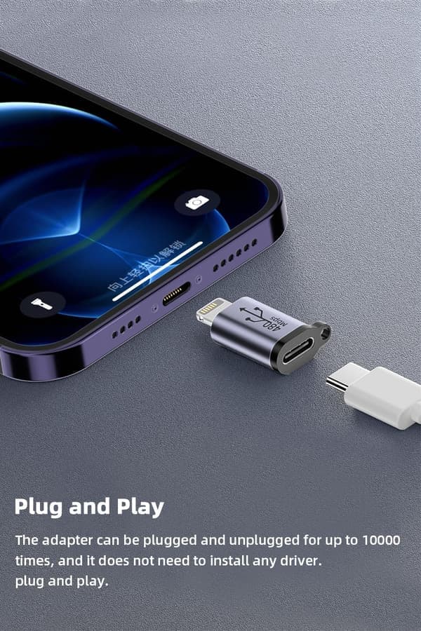 USB C - Micro USB -sovitin, Type C/Micro USB naaras Lightning uros -muunnin, Micro USB - USB C -jatkaja (8 kpl)