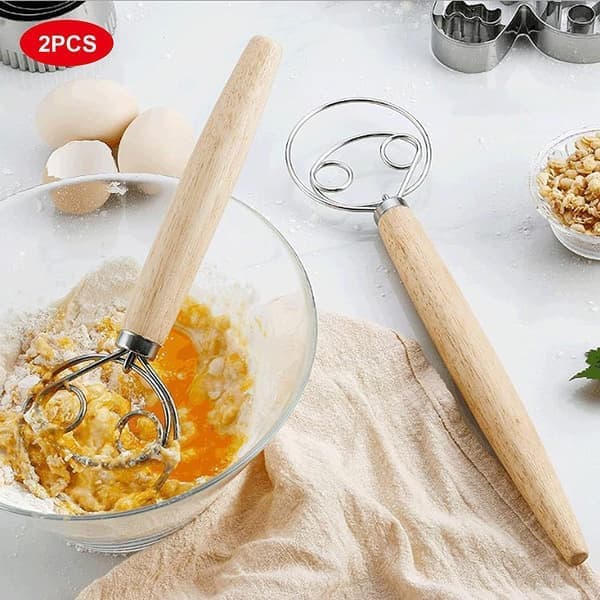 2-pakke profesjonelle deigvisper, dansk visp, brøddeigvisp, eggvisp, for baking av brød, bakverk, dessert