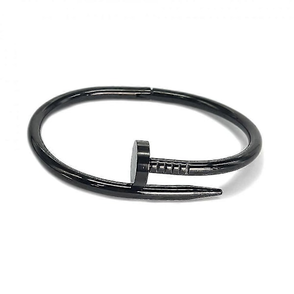 Rustfritt stål moteriktig naglehode armbånd, glatt overflatedesign Schwarz Smooth surface