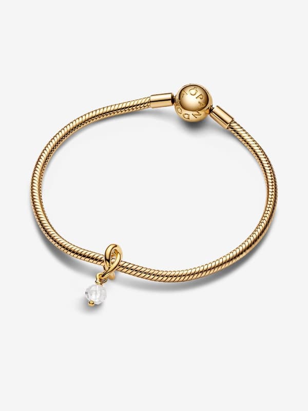 - Facetteret klar Eternity Circle Dangle Charm - 14k guldbelægning
