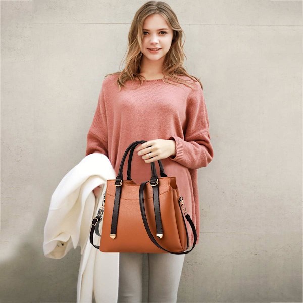 Damehåndtasker, Elegant Tote Bag med Top-Håndtag, Skuldertaske, Patent Læder Håndtaske, Arbejdstaske til Damer Naranja oscuro