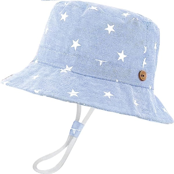 Barnesolhatt Justerbar Solhatt Pustende Strandhatt For Gutter Jenter_ll 12-24 Måneder Star Light Blue