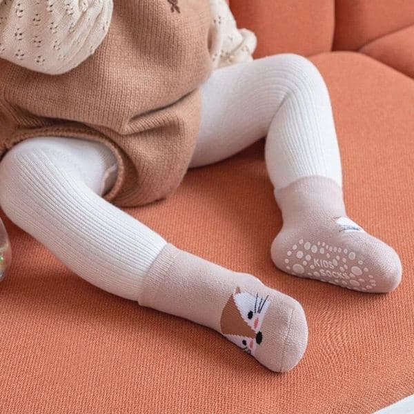 6 par babyvinterstrømper med skridsikker og tykt termisk greb
