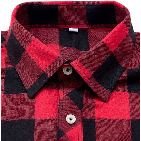 Flanellskjorte Rutete Skjorte for Menn Plaid Skjorte Bomull Tømmerhogger Regular Fit Langermet for Menn