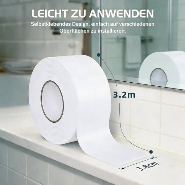 ruller med badeværelsesfugemasse, hvid, også velegnet til køkkener, 38 mm x 3,2 m