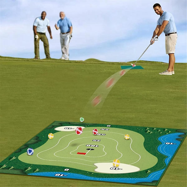 Golfin lyöntipeli -matto lyöntipeliin siru-golfpalloilla, setti matto sisä- ja ulkokäyttöön heittopeliin