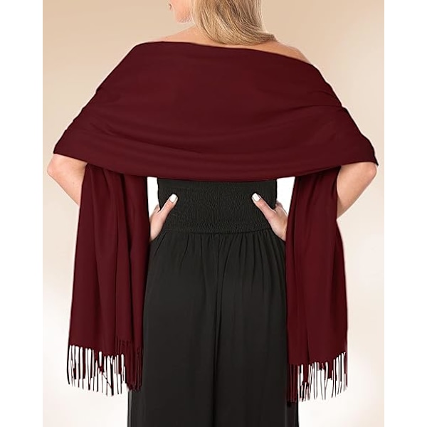Naisten pashmina-huivit ja -shawlit iltapukuun, pitkä huivi, häämorsiamen ja -kaasojen shawlit, lahjat Wine Red