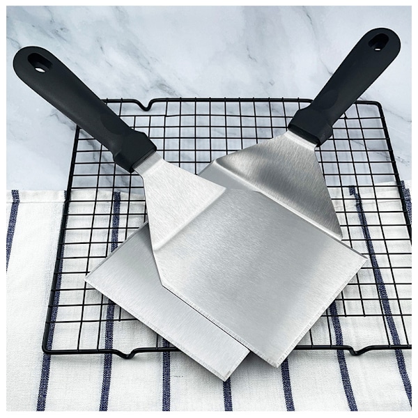 Stekspade, stekspade i rostfritt stål, 5\" bred burgarspade - Kraftig hamburgerstekspade för grillning, barbecue, platt grill