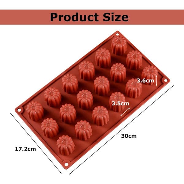 18 X Silikone Mini Cannelé Form - Cannelé Bageform - Silikone Bageform - Diameter 3,5 mm - Non-stick - Cannelé Former - Cannelé Muffinforme