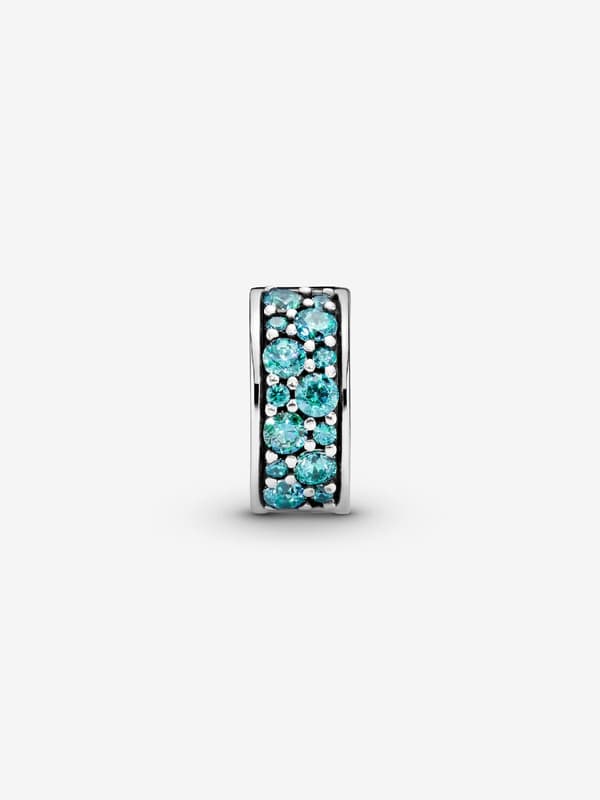 - Teal Pavé Clip Charm - Sterlingsølv