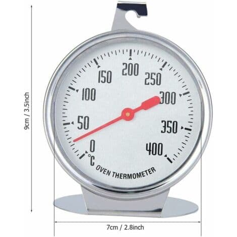 Ovn stegetermometer – Temperaturområde 0-400℃ – Rustfri stålprobe – Grillkrog – Dimensioner 7 x 9 cm
