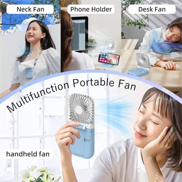 Bærbar ventilator, USB genopladelig kraftig miniventilator, 4 hastigheder