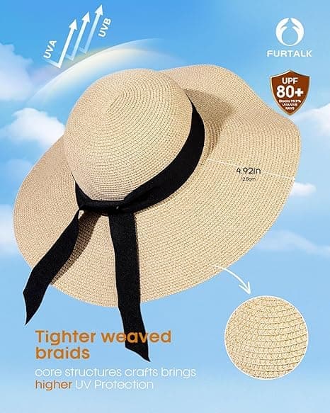 Dame Solhat, Bred Skygge, UPF 80, Sommerhat, Sammenfoldelig, Pakbar, Hængende Strandhatte til Kvinder