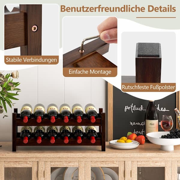 Vinstativ i bambus for 12 flasker, 2-lags holder