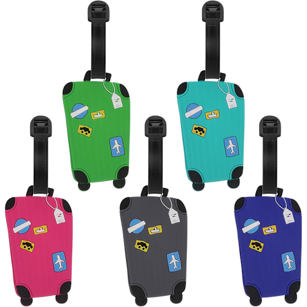 5 stk bagasjelapper koffert bagasjelapper håndveskeetikett silikon bagasjelapp med navne-ID-kort for reise forretningsreise