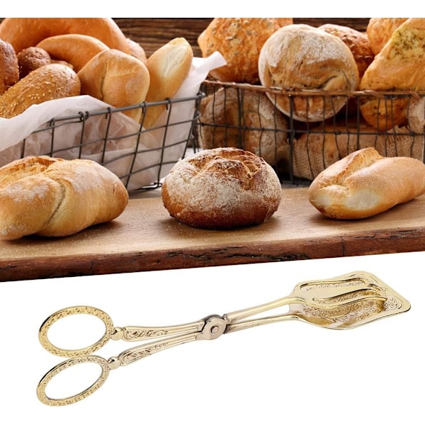 Firkantet Hoved Retro Zinklegering Brødtang Buffet Tang Bage Madklemme Køkkenredskaber GENANVENDELIG EMBALLAGE Gold