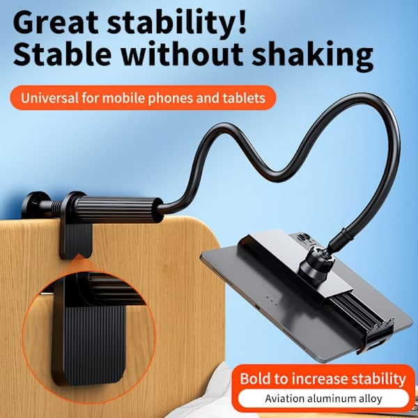 Skrivebord Sengetelefon og Tablet Holder, Sengetelefonholder, Spiralbase (Sort 100CM)