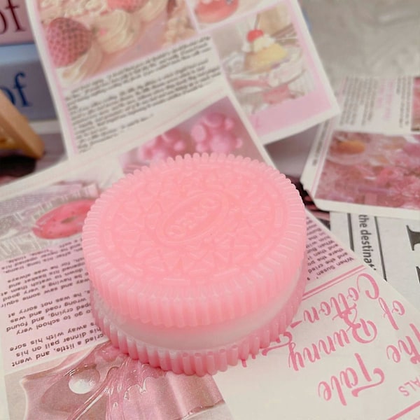 Rosa Kak-Squishy, Kex Stress Relief Leksak, Kläm Sandwich Simuleringsleksak Pink