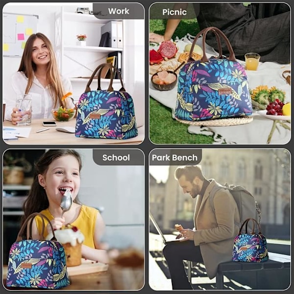 Isolerad Lunchväska för Kvinnor 11L Mjuk Isolerad Vattentät Kylväska Aluminiumfolie Isolering Lätt att Bära Leaves