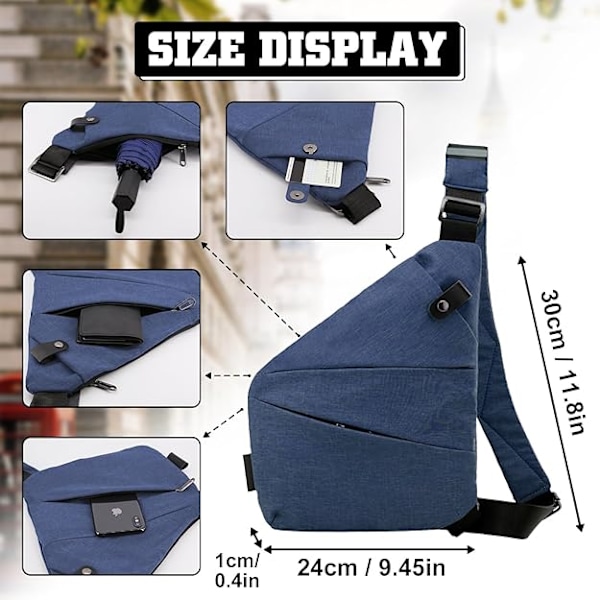 Stöldskydd Crossbody Väska för Kvinnor Personlig Flex Resväska Stöldskydd Cross Body Väska Sling Bröstväska för Män Blue