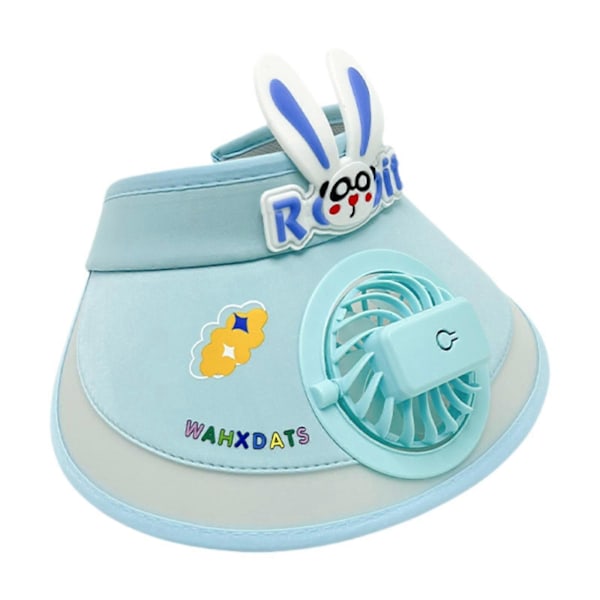 Solskärm Keps med Fläkt USB-driven Solhatt Inbyggd Fläkt för Flickor Pojkar Barn Strand Rosa Light Blue M