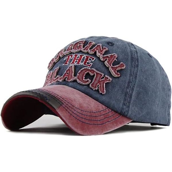 Vintage-tyylinen pesty musta brodeerattu baseball-lippis, trucker-hattu, puuvillainen aurinkohattu miehille ja naisille, säädettävä koko Azul Marino