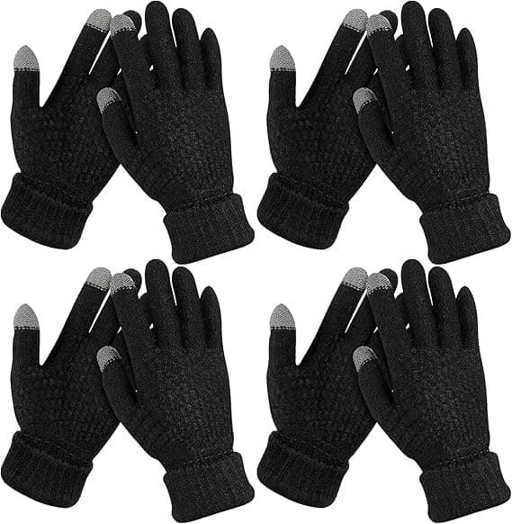 Par af dame vinter touch screen handsker varme fleeceforede strikkede handsker