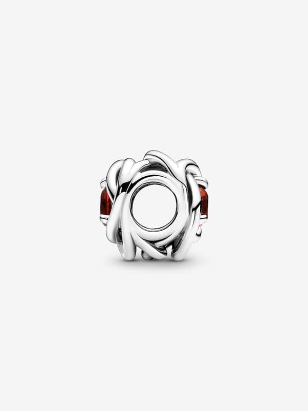 - January Red Eternity Circle Charm - Sterling silver